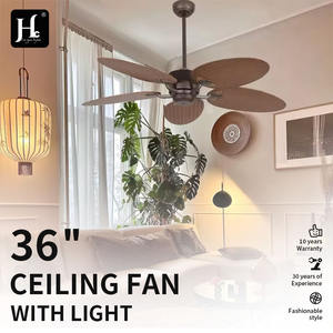 52-Inch <b>Modern</b> Decorative Metal Palm Tropical Breeze DC <b>Ceiling</b> <b>Fan</b> Low Noise 5 Blades with Mechanical Control ABS Lamp Body - Product Image 2