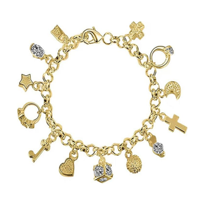 Bracciale Charm in Lega Moda Oro e Argento con Trentuno Pendenti Gioielli Regalo per Donne - Product Image 1