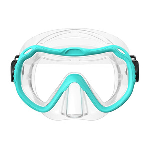 Diving Mask Full Face One Window Polycarbonate Lens Snorkeling Universal Use Blue Black - Product Image 3