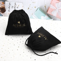 Wieder verwendbare schwarze Samt Kordel zug Geschenk beutel Benutzer definierte Logo-Druck Soft Velvet Jewelry Cosmetic Makeup Bag