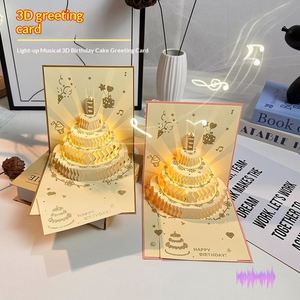 Carte de vœux 3D personnalisée et créative avec poudre dorée, musique et lumières, spécialisée pour cadeau d'anniversaire avancé - Product Image 1