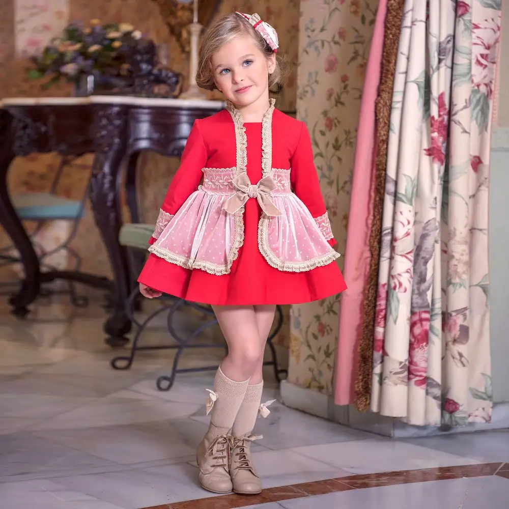 Kinder kleidung benutzer definierte Europa spanische Weihnachts fest Winter Baby Mädchen Kleid