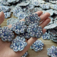 Appliques de luxe à coudre en forme de cœur, ornées de perles écologiques et de sequins en cristal, pour chapeaux et sacs à main – Vente en gros