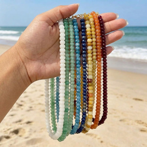 Dopamine Heishi Beaded Geometric <b>Necklace</b> Handmade Natural Stone Choker Gift for Women Summer Beach Vacation Clavicle Chain - Product Image 2
