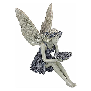 Nouvel Ornement de Jardin Extérieur Transfrontalier : Mangeoire à Oiseaux en Résine Fée Fleurie avec Statue Fille Ange pour Décorations de Noël - Product Image 1
