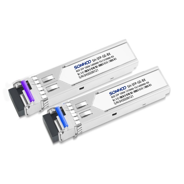 1.25G WDM SFP 1000BASE 1G BiDi Optical Transceiver Module 1310nm/1490nm 80km LC DDM Single Mode Fiber Optic Equipment for WiFi