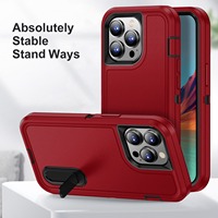 Coque de téléphone antichoc 3 couches colorée avec support pour iPhone 17 18 16E 15 Plus 14 13 Pro 12 Pro Max 11 XR XS 6 7 8 – Vente en gros
