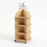 Présentoirs personnalisés pour bonbons ronds - Présentoir rotatif en bois sur roulettes, design en contreplaqué écologique KD