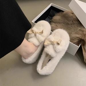 Wholesale custom winter warm slippers <b>indoor</b> plush <b>slide</b> soft house <b>slide</b> wool pure color plush slippers - Product Image 4