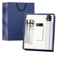Ensemble cadeau de voyage promotionnel avec logo personnalisé, gobelet en verre, parapluie pliable, batterie externe, compagnon de voyage 3-en-1