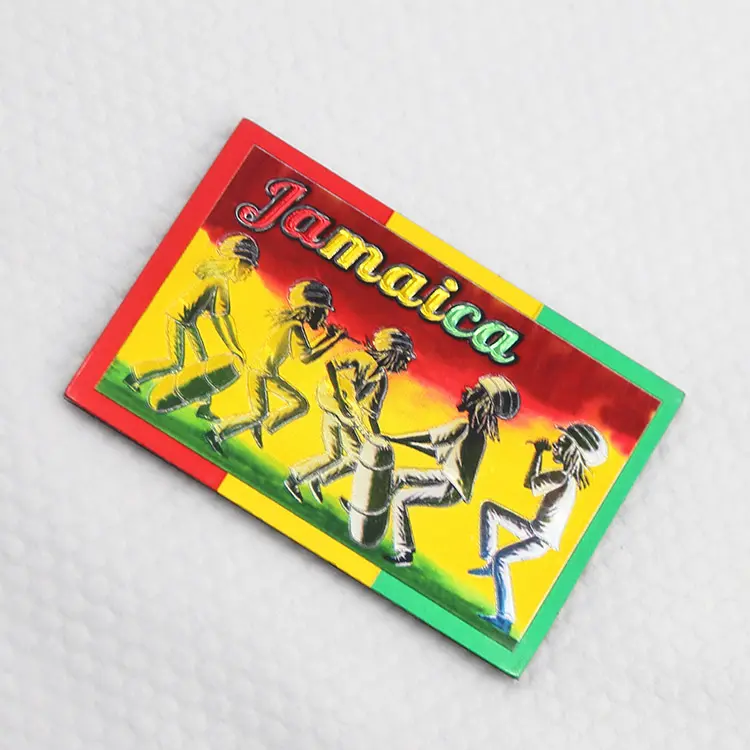 Promocional de alta calidad personalizado Jamaica estilo folclórico diseño lámina imán nevera recuerdo regalos para turista