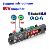 Module amplificateur 2*40W 80W Bluetooth pour voiture, radio FM, mains libres avec micro, AUX 3,5 mm, carte décodeur MP3 TF/U-Disk, 12V 7-14V