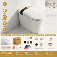 Toilette intelligente Comara en céramique, à poser au sol, avec siphon en S, séchage à l'air, désodorisation automatique, télécommande incluse, design moderne, cuvette