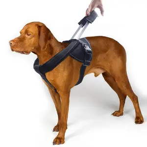 anjing hitam tidak menarik harness Suppliers-Kustom Hitam Nylon Cotton Reflektif Dilepas Mesh Bernapas Hewan Peliharaan Anjing Rompi Tidak Menarik Anjing Harness