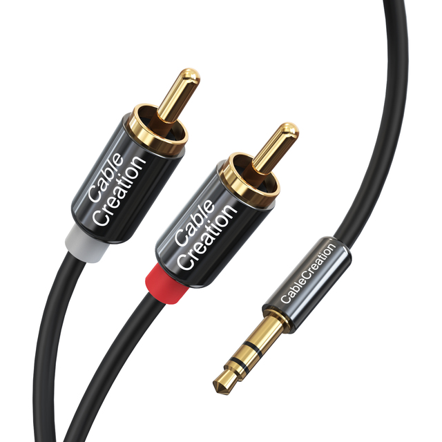 CableCreation 3.5mm to RCA Cable Hi-Fi Stereo Audio Y Splitter Gold Plated Aux to 2RCA Cord for Smartphone Laptop Amp Speaker