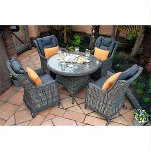 Miami Lawn Classics Juego de comedor redondo de ratán para 4 personas Marrón Moderno Balcón Muebles Ocio <span class=keywords><strong>Terraza</strong></span> Patio Silla exterior para cafetería - Product Image 3