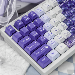 Tuyết núi mận tím gradient tím trong suốt Bàn Phím Cơ khí Keycaps 150 phím tùy chỉnh PBT + PC Cherry hồ sơ - Product Image 5