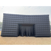 Tente de fête gonflable géante personnalisée portable noire pour plus de 50 personnes, cube de discothèque gonflable Oxford pour mariage, événement