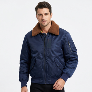 Men's Autumn Bomber <b>Jacket</b> <b>Sherpa</b> <b>Lined</b> Full Zip Eco-Friendly Polyester Shell with Pockets Windproof Casual Outerwear - Product Image 6