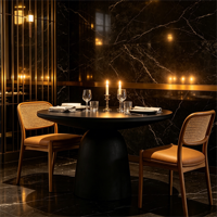 Meubles de restaurant élégants de style nordique, table en pierre et ensembles de chaises en bois, table et chaises de restaurant personnalisées