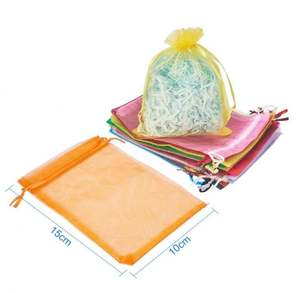 Loonde vente en gros 13x18cm transparent cordon sacs-cadeaux blanc Organza bijoux pochettes coloré cordon Organza sac - Product Image 3