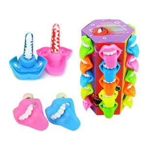 Caramelos al por mayor etiqueta privada personalizada dibujos animados divertidos en forma de boca dulce con sabor a fruta remolino piruleta niños caramelo juguete OEM - Product Image 1