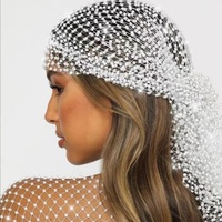 Foulard en maille orné de strass pour femme, bandana scintillant en résille, couvre-cheveux pour fête et festival, accessoires de coiffure en gros