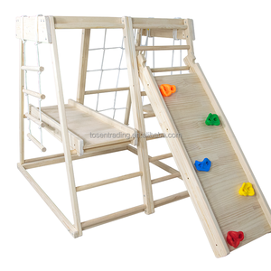 Gimnasio de Juegos de Madera para Interiores con Rocas y Cuerdas para Niños - Product Image 4