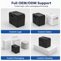 Adaptor Perjalanan Universal 45W 3 USB-C 2 USB-A Adaptor Colokan Internasional untuk Penggunaan Laptop
