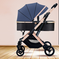 Poussette à pousser bidirectionnelle 0-3 ans Poussette bébé de haute qualité Poussette pratique légère avec auvent multifonction