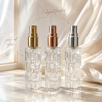 Flacon pulvérisateur de parfum en verre 10 ml, rechargeable, texture taillée bijou, brume fine, capuchon doré, personnalisable OEM, portable, voyage