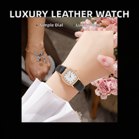 Harga Grosir Minimal Jam Tangan Wanita Quartz Dial Putih Rose Gold Kotak Kecil Pabrik Perhiasan Pesanan Kecil Logo Kustom Hitam
