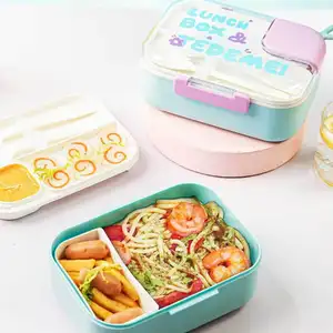 Factory Wholesale Bento Box For Kids PP Plastic Double-layer 2 Compartments BPA Free Bento Lunch For Kids