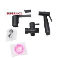 Ensemble de douche SUPERINOX noir avec pommeau de douche en acier inoxydable 304 pour salle de bain moderne