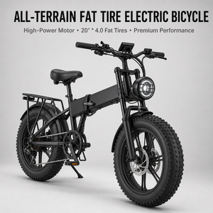 Bicicleta Eléctrica Plegable Todo Terreno de Lujo, Alta Potencia, Largo Alcance, Neumáticos Anchos Reforzados Antiexplosión - Product Image 1