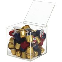 Support pour capsules de café Nespresso Boîte de rangement en acrylique transparent pour 40 dosettes, bonbons et sachets de thé, distributeur de comptoir