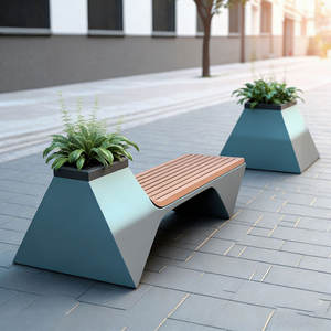 Banco Moderno y Ecológico de FRP, Resistente, con Función de Macetero, para Centros Comerciales, Parques, Interiores y Exteriores, Elegante y Confortable - Product Image 4
