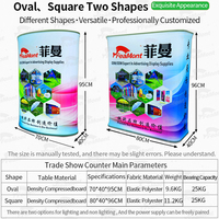 Comptoir publicitaire pliable portable FEAMONT de haute qualité en aluminium, forme carrée, avec éclairage LED 15W, capacité 25kg