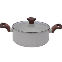 Casseroles et poêles modernes en aluminium antiadhésif avec manche en bois peint, granit et fer pour la cuisson à l'induction, logo personnalisé, artisanat forgé