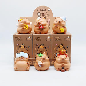 6 pièces/ensemble Figurines d'anime en PVC Capybara Saniro Butter Bear Crayon Shin-chan pour machine de jeu Gashapon, boîte à œufs à attraper, jouet de récompense - Product Image 3