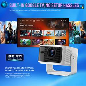 Projecteur Google <span class=keywords><strong>TV</strong></span> 4K OEM HY350 Max 1080P LED 180 °   Projecteur portable Android 11 gratuit, 500 lumens ANSI, stéréo HIFI, home cinéma - Product Image 2