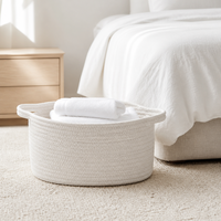 Panier ovale en coton tressé, personnalisé, vintage, écologique, naturel, doux, lavable, décoratif, pour cadeau de baby shower et rangement - Vente en gros