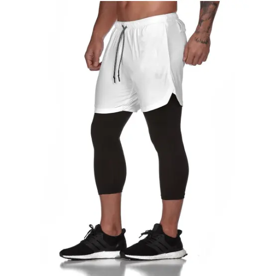 Fitted Gym 2 Pieces Men Sports Running Training Jogger Pants With Mezzanine Pocket