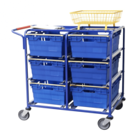 Chariot logistique robuste ALLWORLD CH05105 en acier avec étagères grillagées, capacité 200 kg, 1082*650*1138mm, quatre roues, revêtement poudré, OEM ODM