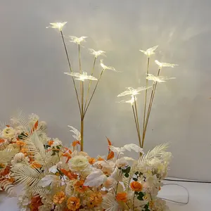 JCF364 Luxury 5 Arms Gold Fly Bird Road Lead Lights Wedding Props Ball Bubble Led Lights Stand For Wedding Decorations