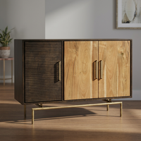 Buffet moderne de style européen en bois massif et métal, armoire de salon à 3 portes, élégante et personnalisable pour chambre, maison, hôtel, appartement