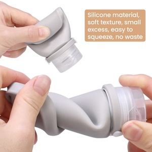 Personalizado de lujo portátil fácil de apretar a prueba de fugas de viaje conjunto de botellas de silicona reutilizable contenedor de viaje de línea aérea Kit de botella - Product Image 4