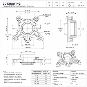 Usinage CNC et électroérosion à fil pour rotules de direction automobiles sur mesure. Option en acier inoxydable, tolérance de 0,01 mm - Product Image 3