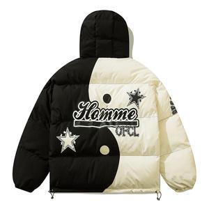 Veste pour homme tendance, style chinois formel, en coton rembourré, à capuche, épaisseur standard, séchage rapide, écologique, 80% duvet, fermeture éclair - Product Image 3