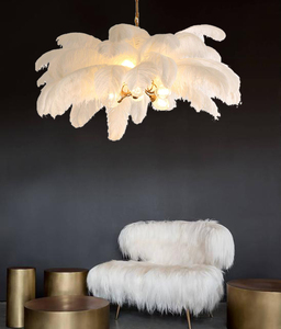 Đèn Chùm Treo Lớn Hiện Đại Bán Chạy Nhất Đèn Chùm Bằng Đồng Với Lông Đà Điểu - Product Image 2